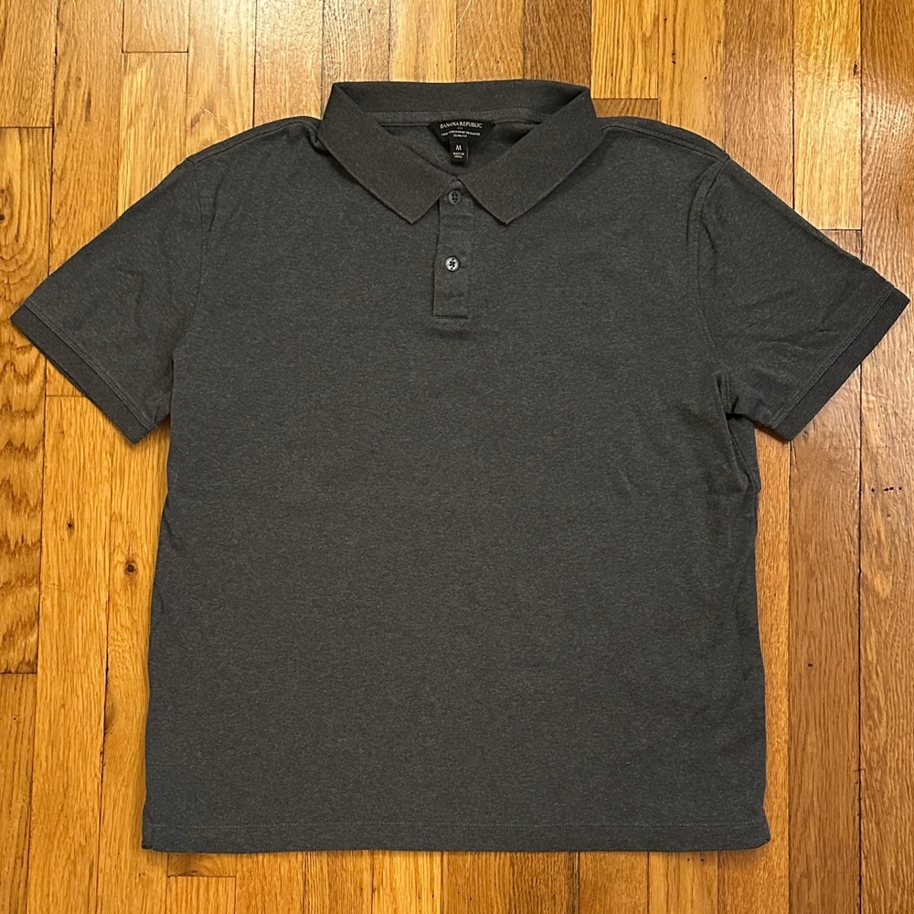 Banana Republic Men’s Luxe Touch Performance Slim Fit Charcoal Gray Polo Shirt